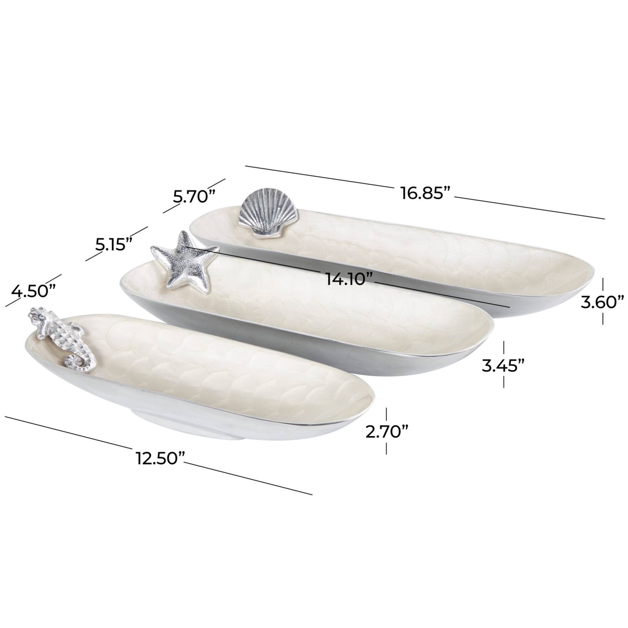 White Sea Life Metal Decorative Bowl Set